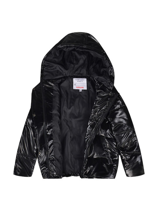 Energiers Kids Quilted Short Coat with Hood Black