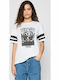 Ladies Damen T-Shirt Gestreift White