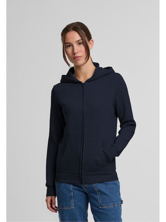 Lang Damen Sweatshirtjacke Kapuzen Navy