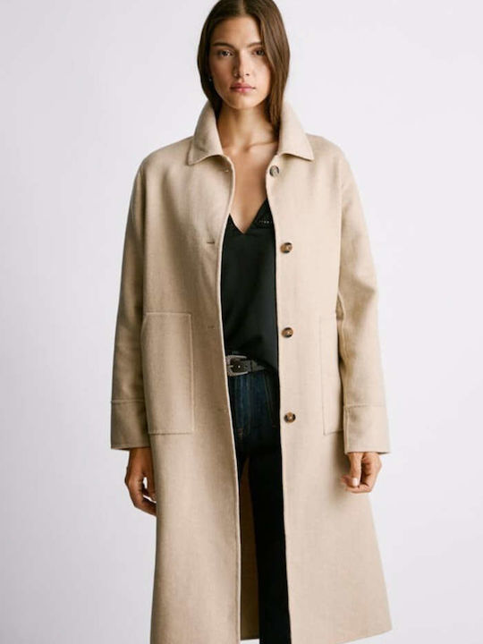 Pepe Jeans Women's Beige Coat with Buttons