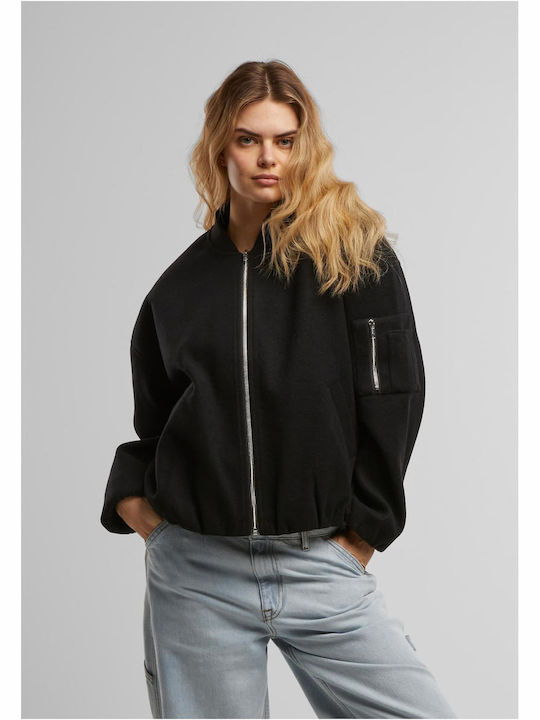 Ladies Women's Bomber Jacket for Winter Black