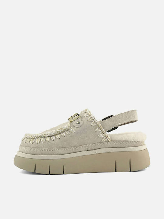 Mou Damen Clogs mit Pelz Gray