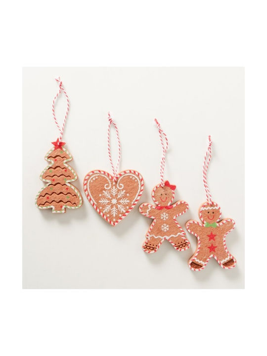Lebkuchen Set Kekse Weihnachtsbaumschmuck Braun 4 Stücke