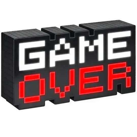 Paladone Παιδικό Διακοσμητικό Φωτιστικό Game Over με Εναλλαγές Χρωματισμών Μαύρο 30x15cm