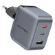 Vention Φορτιστής Χωρίς Καλώδιο GaN με Θύρα USB-A και 2 Θύρες USB-C 70W Power Delivery Γκρι (FEXH0-EU)