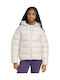 Daunen-Kinder-Sportjacke mit Kapuze Beige