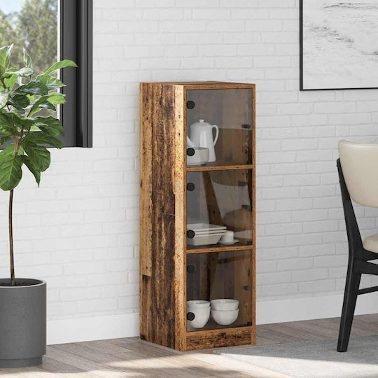 Wall Living Room Display Cabinet made of Particleboard with Glass Old Wood 35x37x109cm