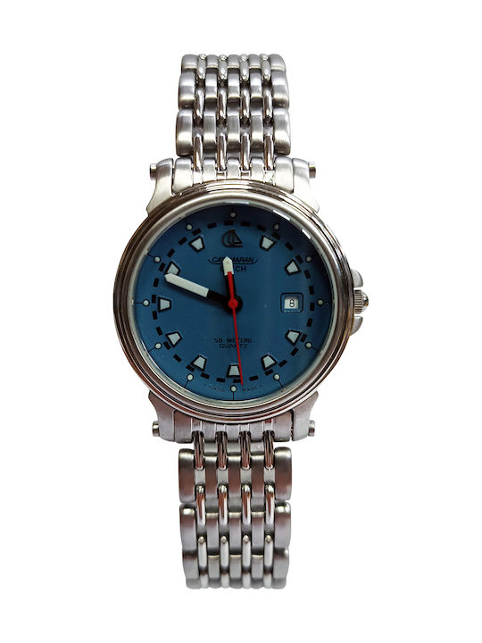 Catamaran Men's Watch Battery with Silver Metal Bracelet