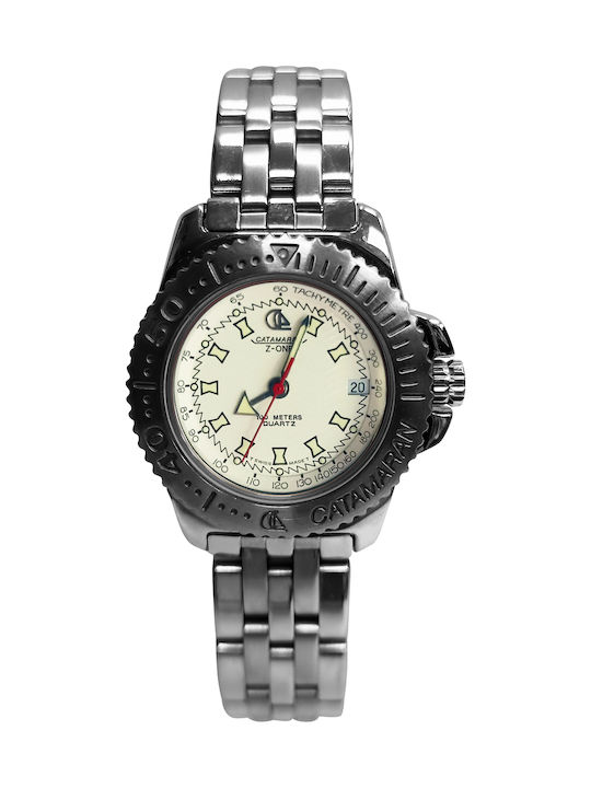 Catamaran Men's Watch Battery with Silver Metal Bracelet