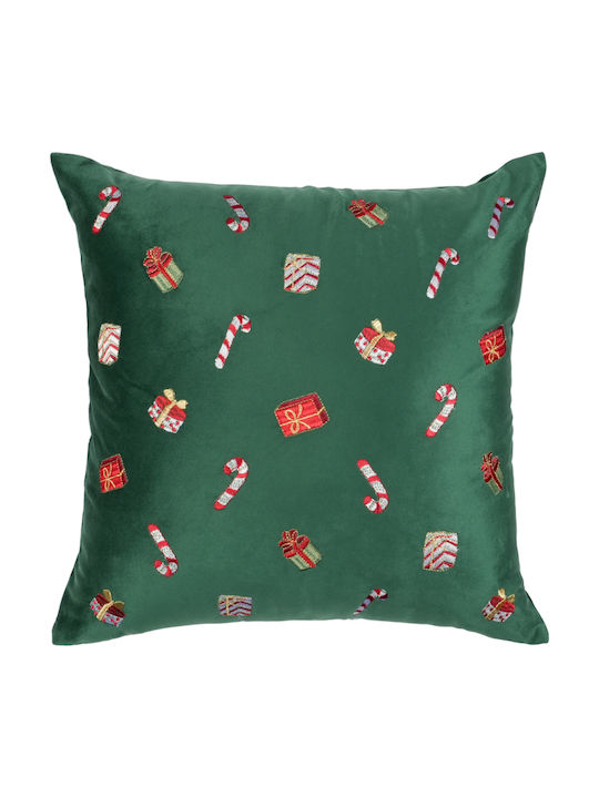 Ilis Home Weihnachtsdekorativer Kissenbezug Quadratisch Grün 45x45cm