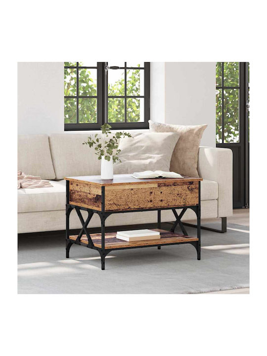 Rectangular Side Wooden Coffee Table with Lifting Mechanism Old Wood W70xL50xH50cm