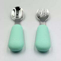 Pandaboo Baby Set with Fork made of Silicone Green 2pcs