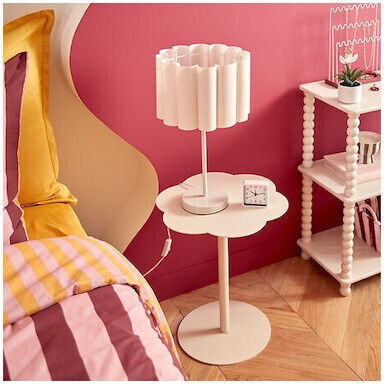 Masă Laterală Rotundă Ecru Metalică M50.5xL43cm Fiora
