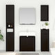 vidaXL Шкаф със Мивка, Огледало & Колона Black Beech