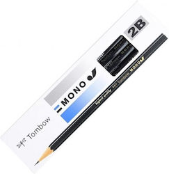 Tombow Set 12pcs Wooden Pencils Black 2B Mono-j 4901991000856