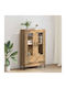 Corona Wall Living Room Display Cabinet made of Wood & Metal with Glass Artisan Oak 69.5x31x115cm