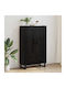 Wand Wohnzimmer Vitrine aus Holz & Metall mit Glas Black Beech 69.5x31x115cm