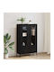 Corona Wohnzimmer Vitrine aus Holz & Metall mit Verglasung Schwarze Eiche 69.5x31x115cm