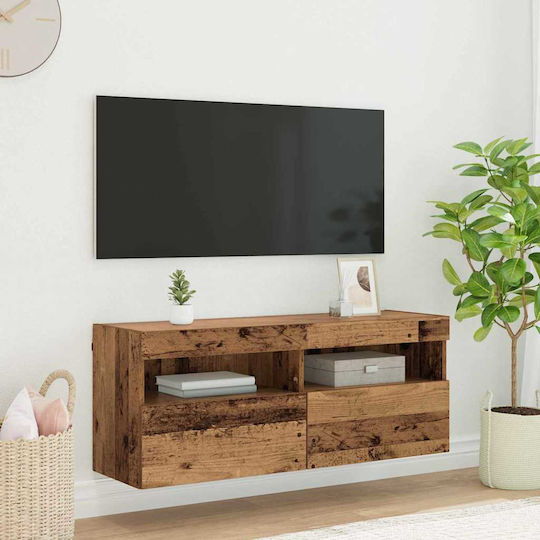 Έπιπλο Τηλεόρασης με Φωτισμό LED Παλιό Ξύλο Μ100xΠ30xΥ40cm
