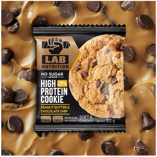 Lab Nutrition Бисквити Протеини High С чипс Фъстъчено масло с шоколадови парченца Без захар 1бр 52гр