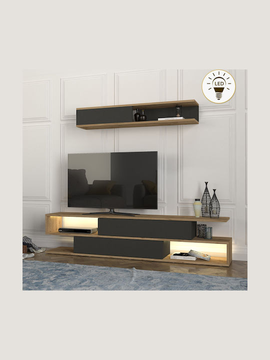 Έπιπλο Τηλεόρασης με Φωτισμό LED Sepet Oak - Ανθρακί Μ180xΠ29.5xΥ39cm