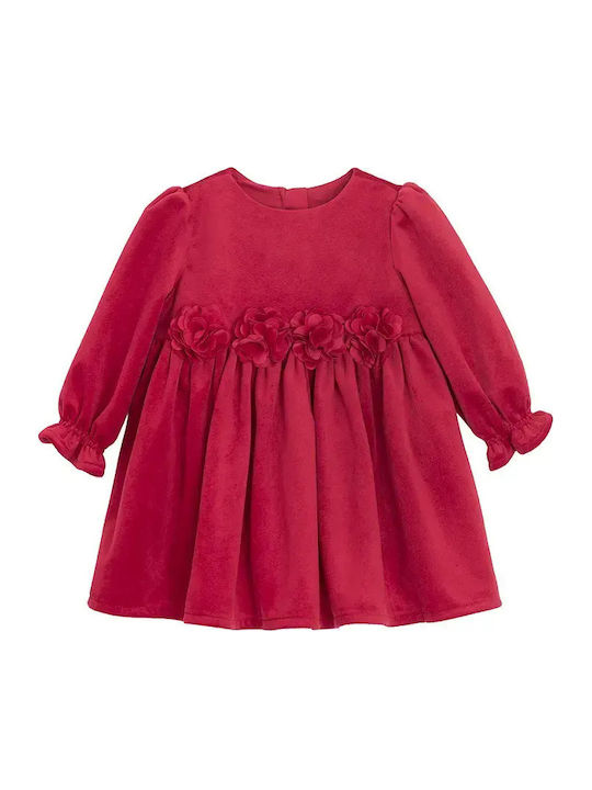 Girls Dress Long Sleeve Velvet Red