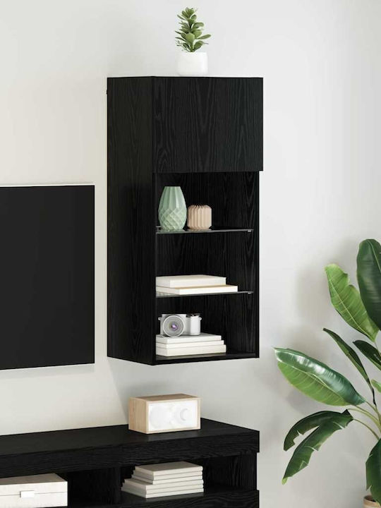 Wohnzimmer TV-Einheit Black Beech mit Beleuchtung L40.5xB30xH90cm