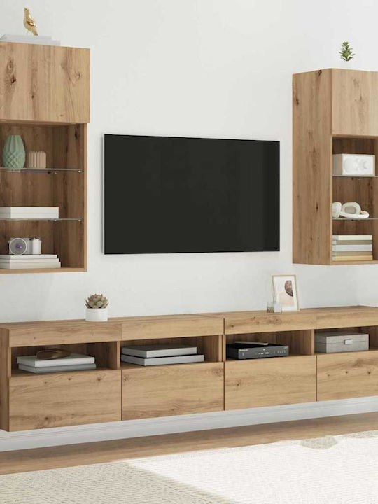 Wohnzimmer TV-Einheit Artisan Oak mit Beleuchtu...
