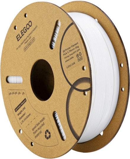 Elegoo PLA 3D Printer Filament 1.75mm Λευκό 1kg 1τμχ (Spool)