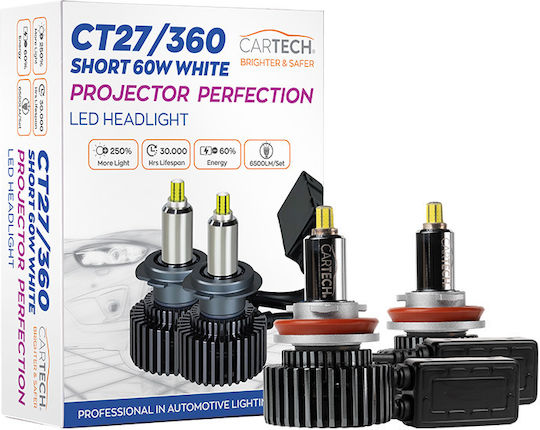 Cartech Λάμπα Αυτοκινήτου H11 LED 6500K Ψυχρό Λευκό 12V 60W