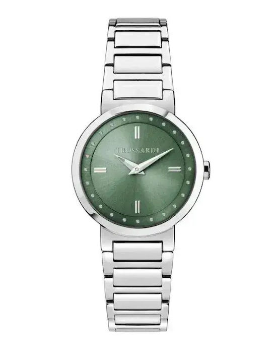 Trussardi T Bridge Γυναικείο Ρολόι Μπαταρίας με Ασημί Μεταλλικό Μπρασελέ