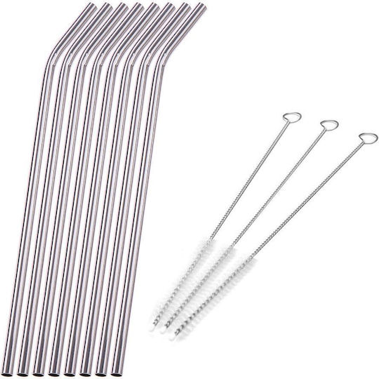 Paie de Băut Metalice și Periuță de Curățare Set 11 Bucăți