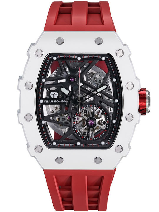 Tsar Bomba Men's Watch 44mm Automatic with Red Ceramic Bracelet