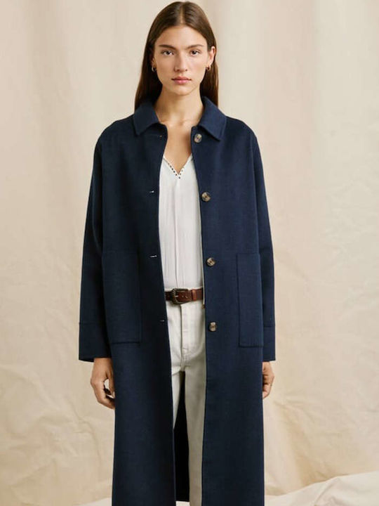 Women's Blue Coat with Buttons