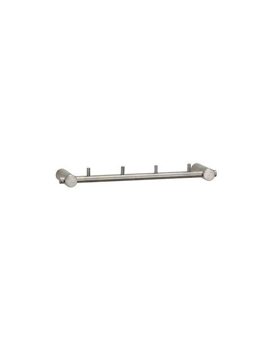 Bronze Art Bathroom Hooks & Hangers Hook 4 Prongs with Screws 25x6cm Inox Silver