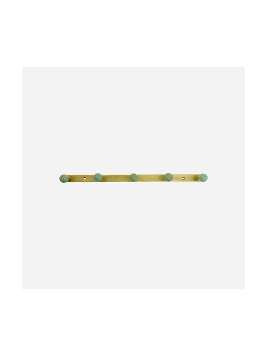 House Doctor Metal Wall Hanger With 5 Hooks Gold 35x2x2cm