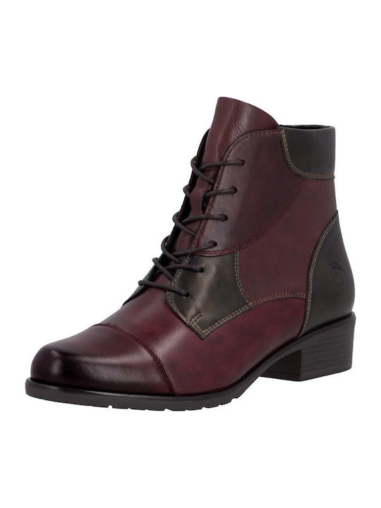 Leather Women's Ankle Boots Burgundy