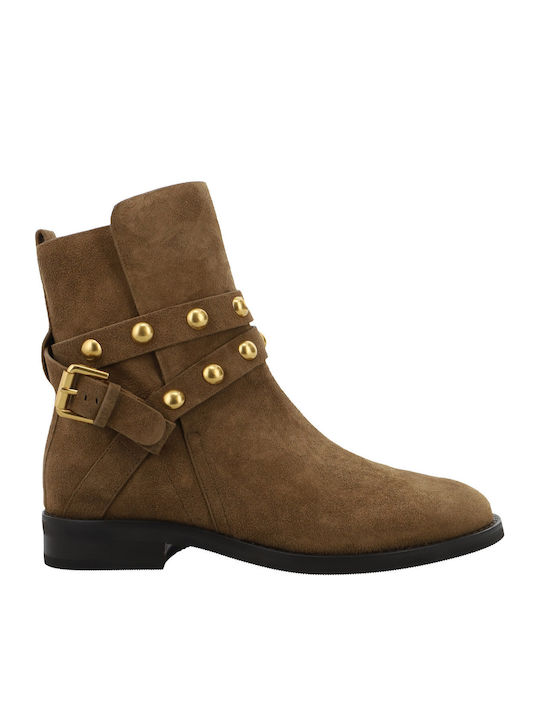 Suede Women's Ankle Boots Brown