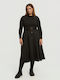 Midi Shirt Dress Dress Turtleneck Black