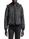 Women's Long Lifestyle Jacket for Winter with Hood Silver-black