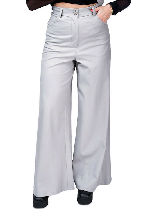 Moutaki Women's Fabric Palazzo Pants Light Grey