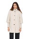 Curly Women's Beige Coat with Buttons