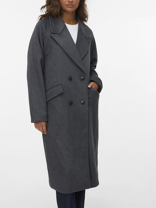 Vero Moda Wolle Dark Grey Melange Mantel