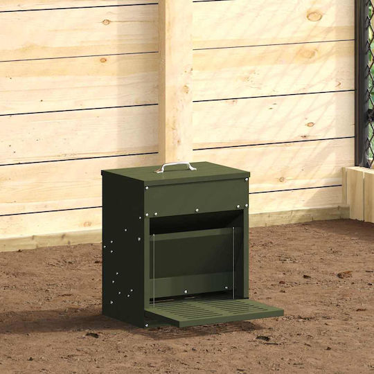 Vidaxl Hranitoare Pentru Pui Cu Pedală Verde Măsliniu 25 X 42 X 40 Cm