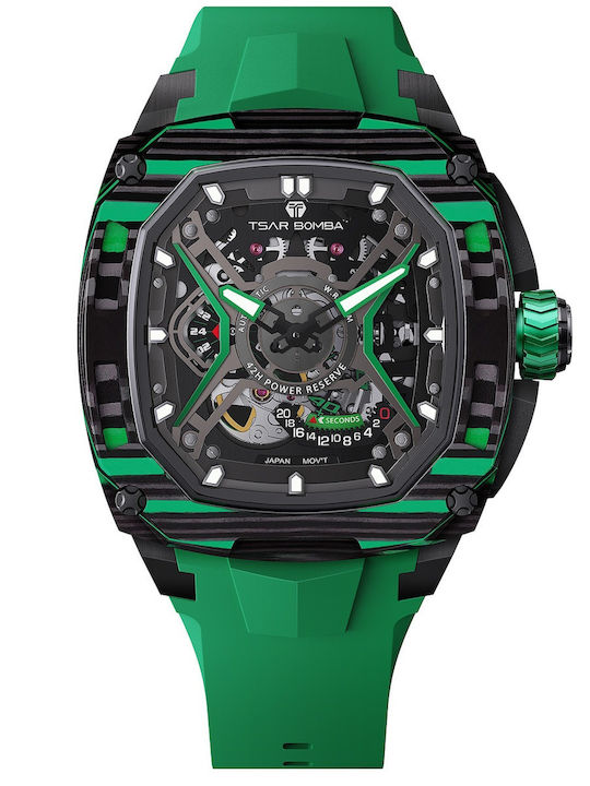 Tsar Bomba Men's Watch 46mm Automatic with Green Rubber Strap