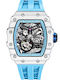 Tsar Bomba Herrenuhr 44mm Automatisch mit Light Blue Kautschukarmband