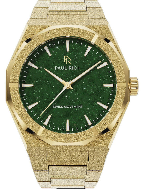 Paul Rich Herrenuhr 43mm Batterie mit Gold Metallarmband