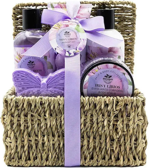Becasan Basket Set Iris & Lirios Skin Care Set for Body Cleaning 5pcs
