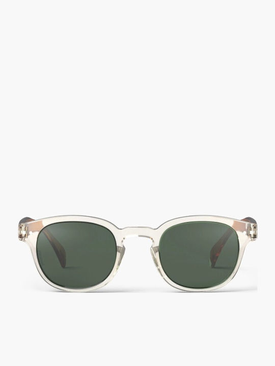 Izipizi Sun C Unisex Sunglasses with Transparent Plastic Frame and Green Polarized Lens