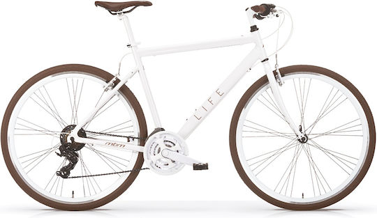 MBM Life 28" 2025 Bicicletă De Munte Albă Cu 21 Nivele De Viteză